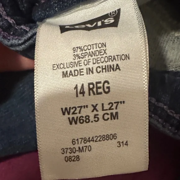 Levi's Classic Indigo Jeans Dark Blue Denim Super Skinny Knit Jean sz 14 Regular - Picture 5 of 14